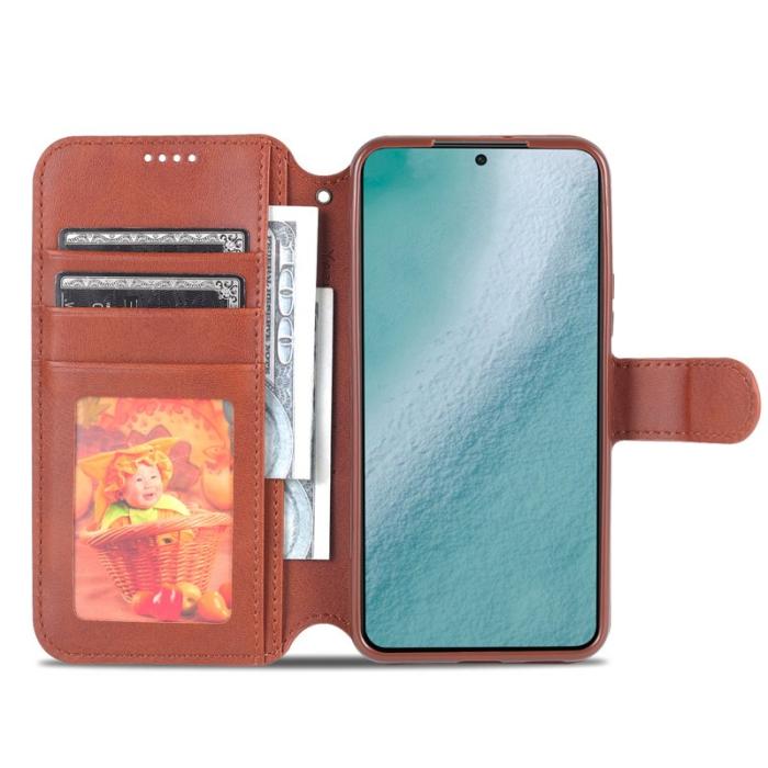 AZNS - AZNS Samsung Galaxy S22 5G Plånboksfodral Konstläder - Brun