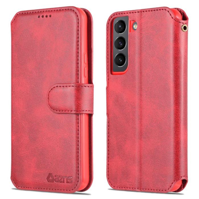 AZNS - AZNS Samsung Galaxy S22 5G Plånboksfodral Konstläder - Röd