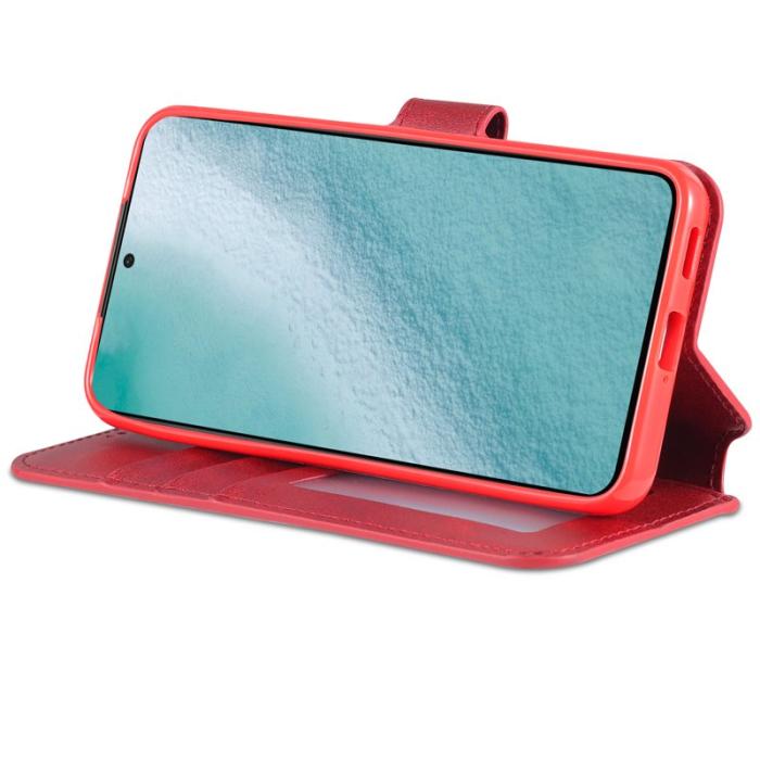 AZNS - AZNS Samsung Galaxy S22 5G Plånboksfodral Konstläder - Röd