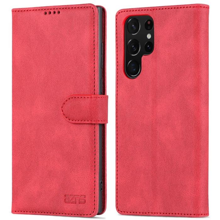 AZNS - AZNS Samsung Galaxy S22 Ultra 5G Fodral i PU-läder - Röd