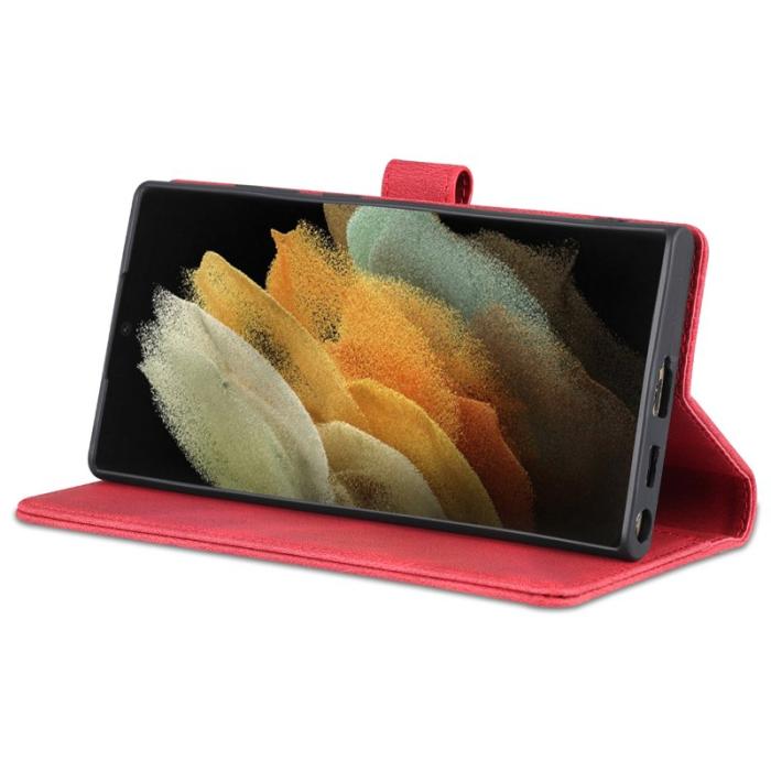 AZNS - AZNS Samsung Galaxy S22 Ultra 5G Fodral i PU-läder - Röd