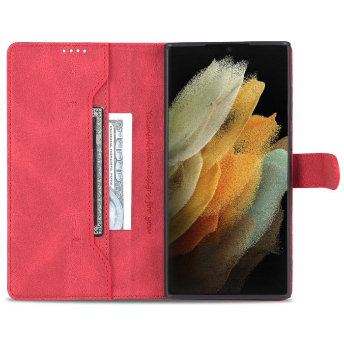 AZNS - AZNS Samsung Galaxy S22 Ultra 5G Fodral i PU-läder - Röd