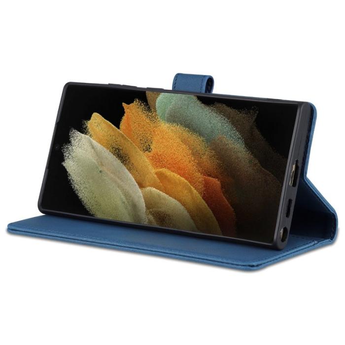 AZNS - AZNS Samsung Galaxy S22 Ultra 5G Fodral - PU Läder - Blå