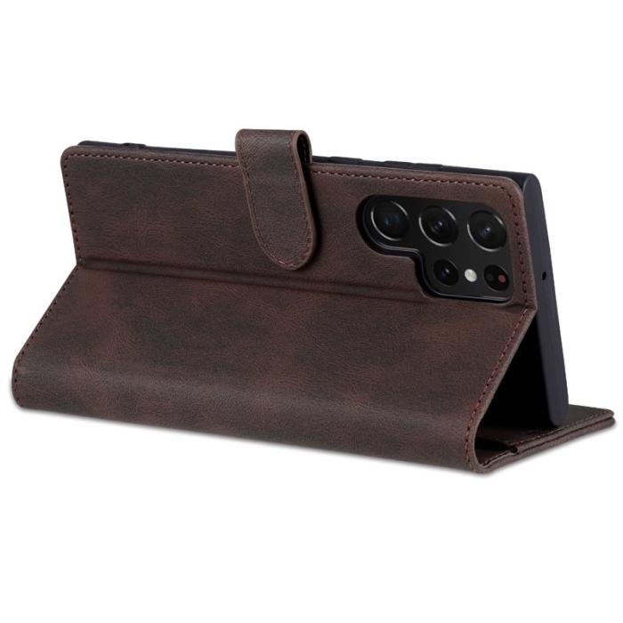 AZNS - AZNS Samsung Galaxy S22 Ultra 5G Fodral - PU Läder - Brun