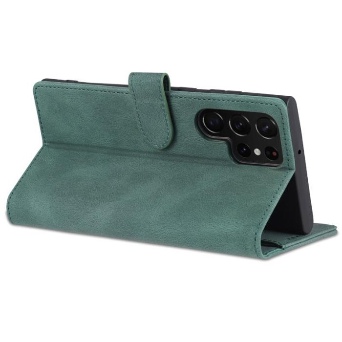 AZNS - AZNS Samsung Galaxy S22 Ultra 5G Fodral - PU Läder - Grön
