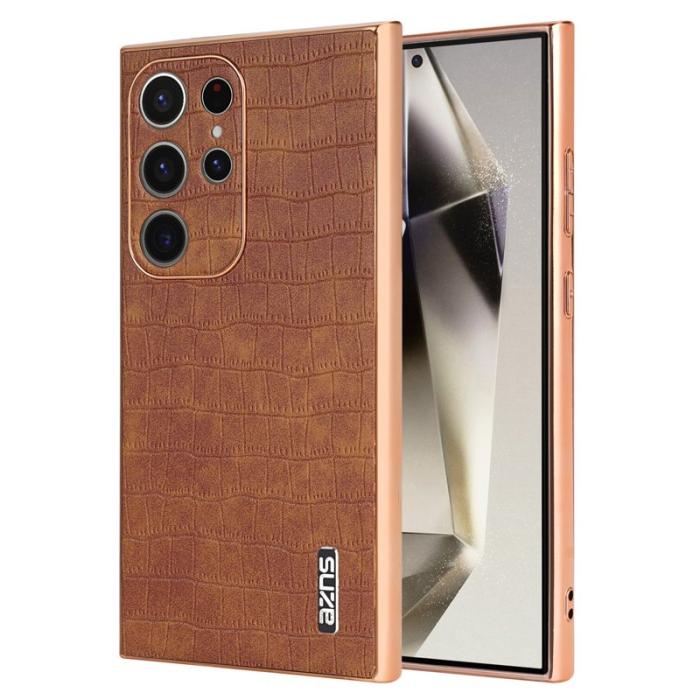 AZNS - AZNS Samsung Galaxy S22 Ultra Fodral Äkta läder - Brun