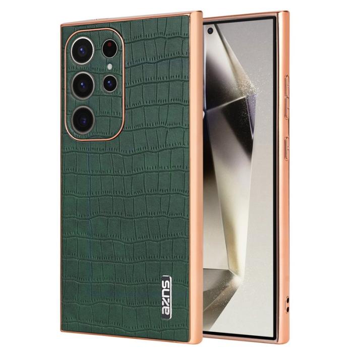 AZNS - AZNS Samsung Galaxy S22 Ultra Fodral Äkta läder - Grön