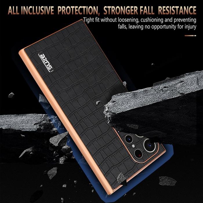 AZNS - AZNS Samsung Galaxy S22 Ultra Fodral Äkta läder - Svart