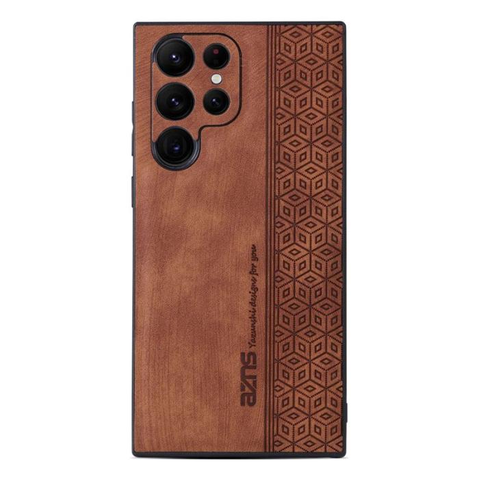AZNS - AZNS Samsung Galaxy S22 Ultra Fodral - PU Läder - Brun