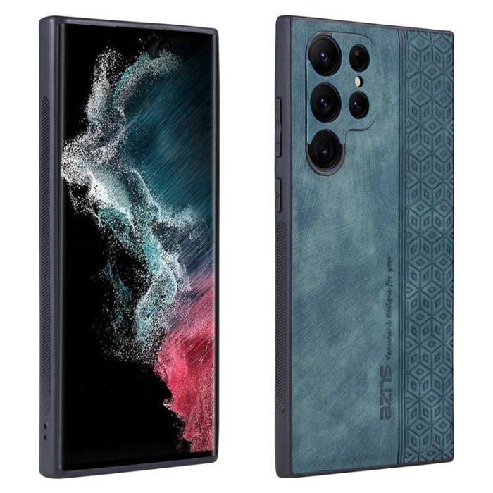 AZNS - AZNS Samsung Galaxy S22 Ultra Fodral PU Läder - Grön