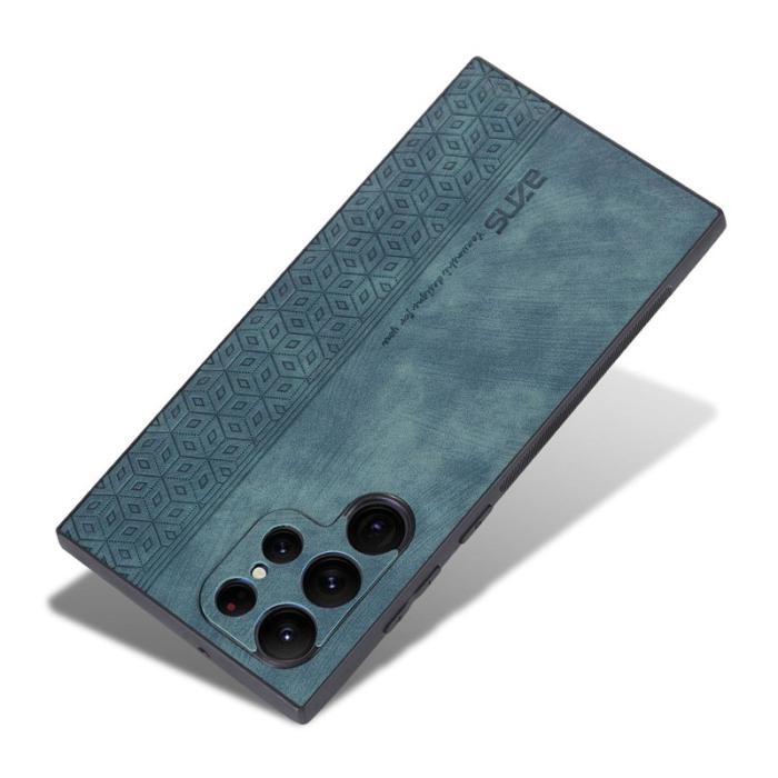 AZNS - AZNS Samsung Galaxy S22 Ultra Fodral PU Läder - Grön