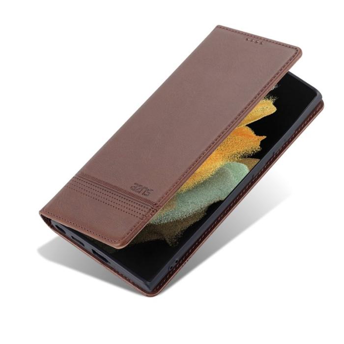 AZNS - AZNS Samsung Galaxy S22 Ultra Fodral - PU Läder - Kaffe