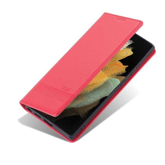 AZNS - AZNS Samsung Galaxy S22 Ultra Fodral - PU Läder - Röd