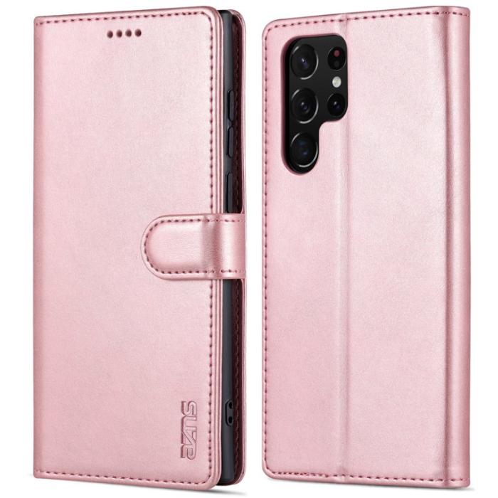 AZNS - AZNS Samsung Galaxy S22 Ultra Fodral - PU Läder - Roséguld