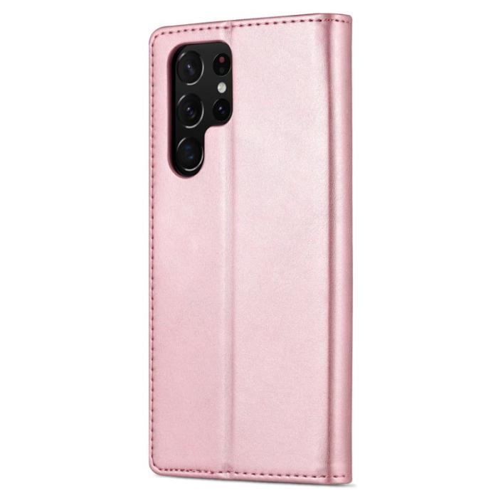 AZNS - AZNS Samsung Galaxy S22 Ultra Fodral - PU Läder - Roséguld