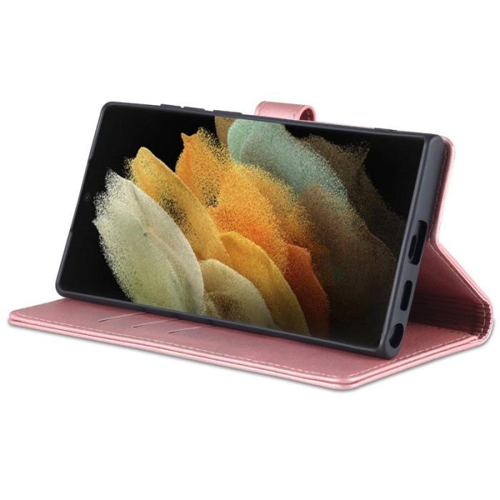 AZNS - AZNS Samsung Galaxy S22 Ultra Fodral - PU Läder - Roséguld