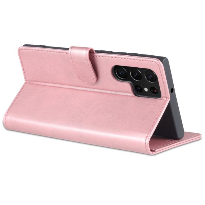 AZNS - AZNS Samsung Galaxy S22 Ultra Fodral - PU Läder - Roséguld