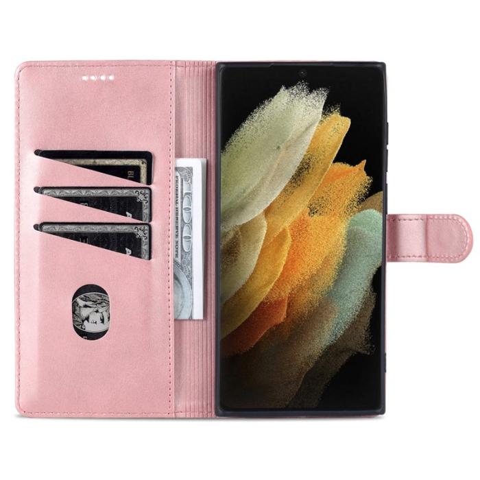 AZNS - AZNS Samsung Galaxy S22 Ultra Fodral - PU Läder - Roséguld