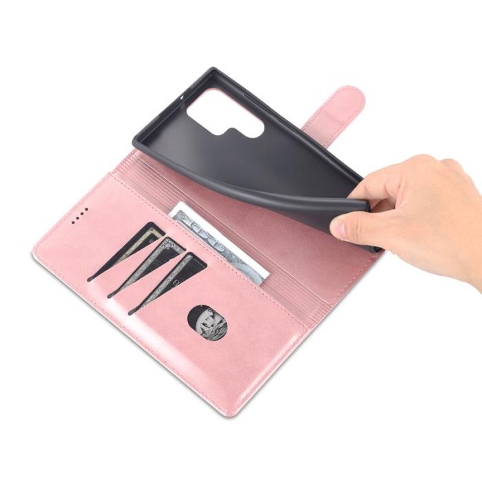 AZNS - AZNS Samsung Galaxy S22 Ultra Fodral - PU Läder - Roséguld