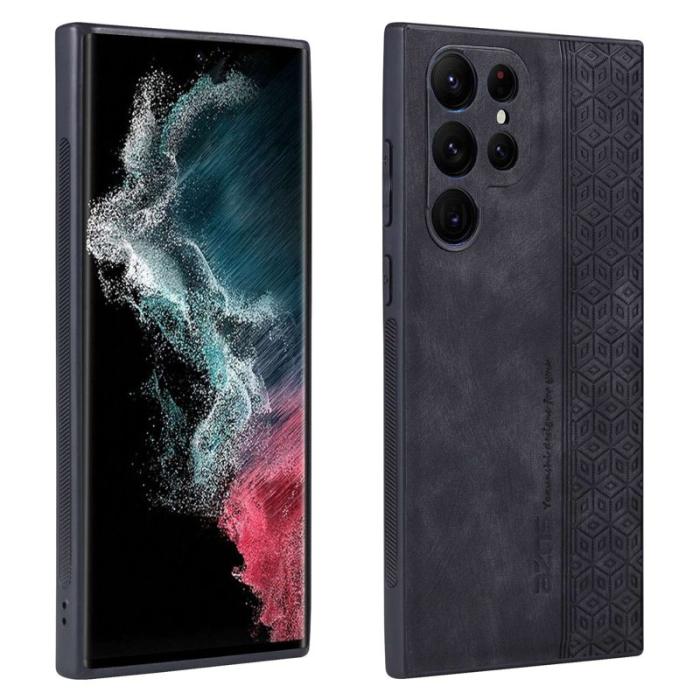 AZNS - AZNS Samsung Galaxy S22 Ultra Fodral PU Läder - Svart