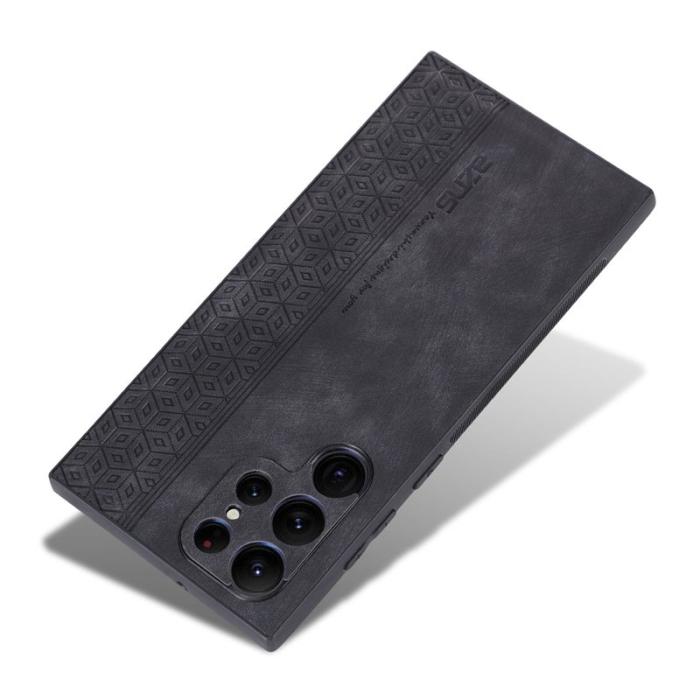 AZNS - AZNS Samsung Galaxy S22 Ultra Fodral PU Läder - Svart