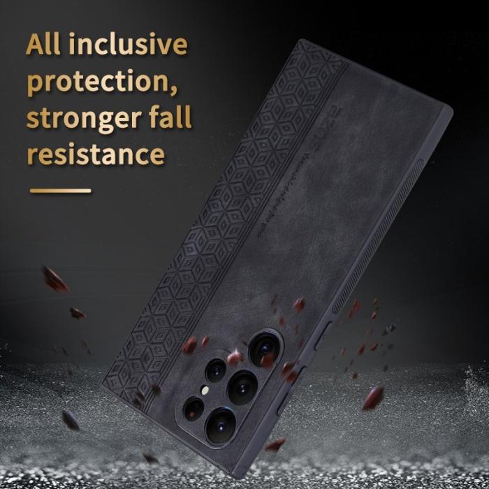 AZNS - AZNS Samsung Galaxy S22 Ultra Fodral PU Läder - Svart