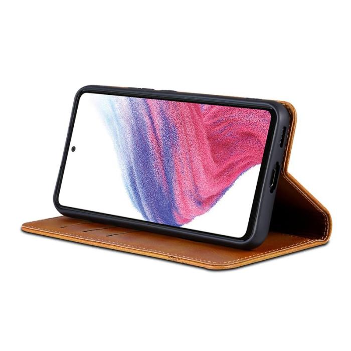 AZNS - AZNS Samsung Galaxy S23 FE Fodral Flip PU Läder - Brun