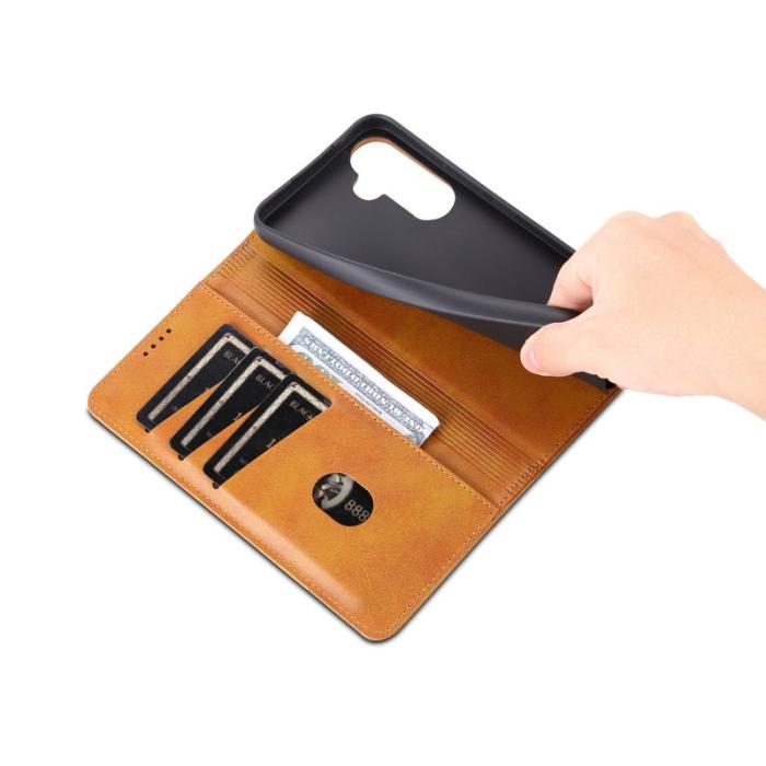 AZNS - AZNS Samsung Galaxy S23 FE Fodral Flip PU Läder - Brun