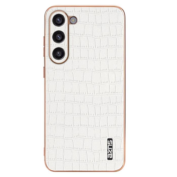 AZNS - AZNS Samsung Galaxy S23 Fodral Crocodile Textur PU+TPU - Vit