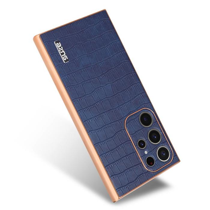 AZNS - AZNS Samsung Galaxy S23 Ultra Fodral Äkta läder - Blå