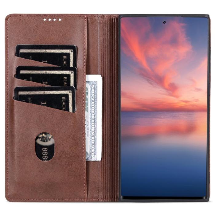 AZNS - AZNS Samsung Galaxy S23 Ultra Fodral Äkta läder - Kaffe