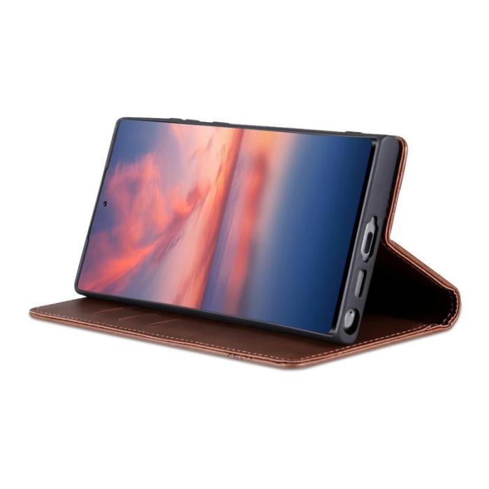 AZNS - AZNS Samsung Galaxy S23 Ultra Fodral Äkta läder - Kaffe