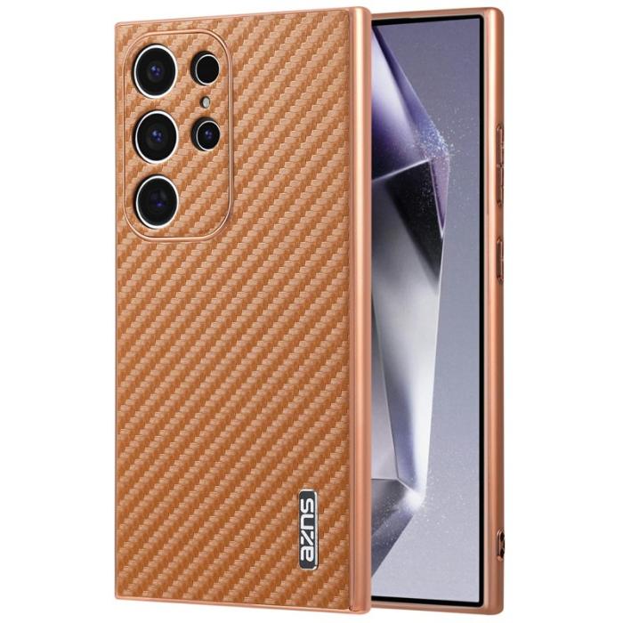 AZNS - AZNS Samsung Galaxy S23 Ultra Fodral - Electroplating PU + TPU - Brun