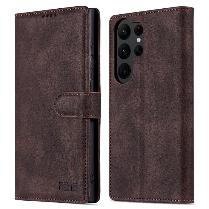 AZNS - AZNS Samsung Galaxy S23 Ultra Fodral PU Läder - Brun