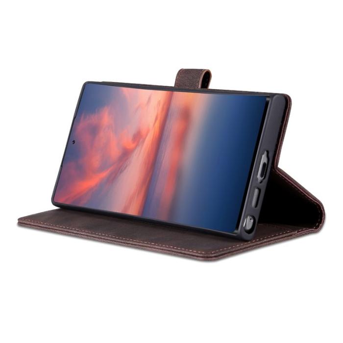AZNS - AZNS Samsung Galaxy S23 Ultra Fodral PU Läder - Brun