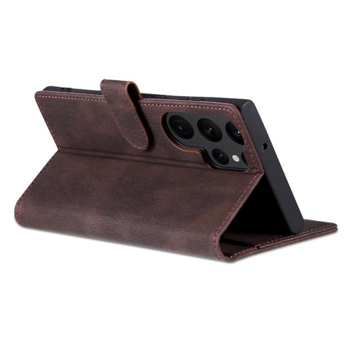 AZNS - AZNS Samsung Galaxy S23 Ultra Fodral PU Läder - Brun
