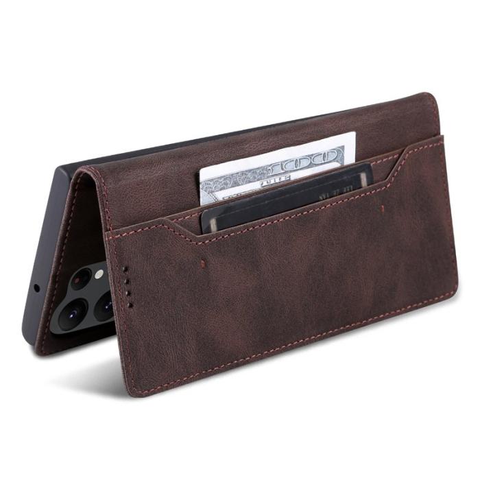 AZNS - AZNS Samsung Galaxy S23 Ultra Fodral PU Läder - Brun