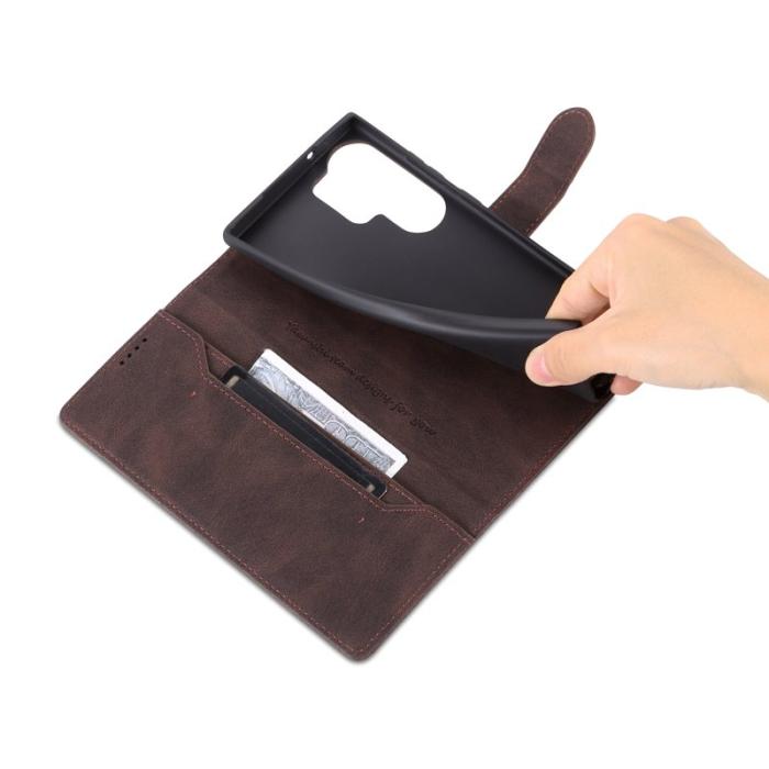 AZNS - AZNS Samsung Galaxy S23 Ultra Fodral PU Läder - Brun