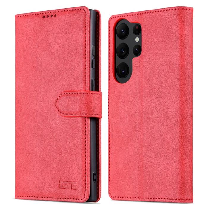 AZNS - AZNS Samsung Galaxy S23 Ultra Fodral PU Läder - Röd