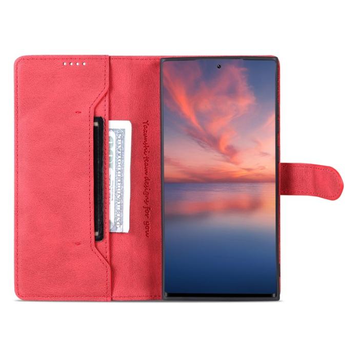 AZNS - AZNS Samsung Galaxy S23 Ultra Fodral PU Läder - Röd