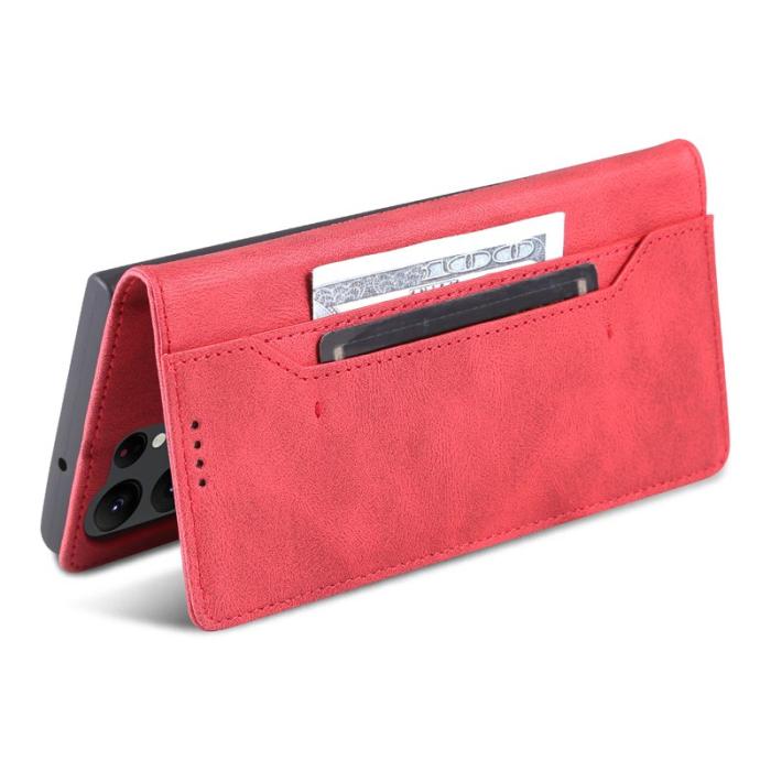 AZNS - AZNS Samsung Galaxy S23 Ultra Fodral PU Läder - Röd