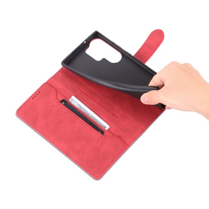 AZNS - AZNS Samsung Galaxy S23 Ultra Fodral PU Läder - Röd