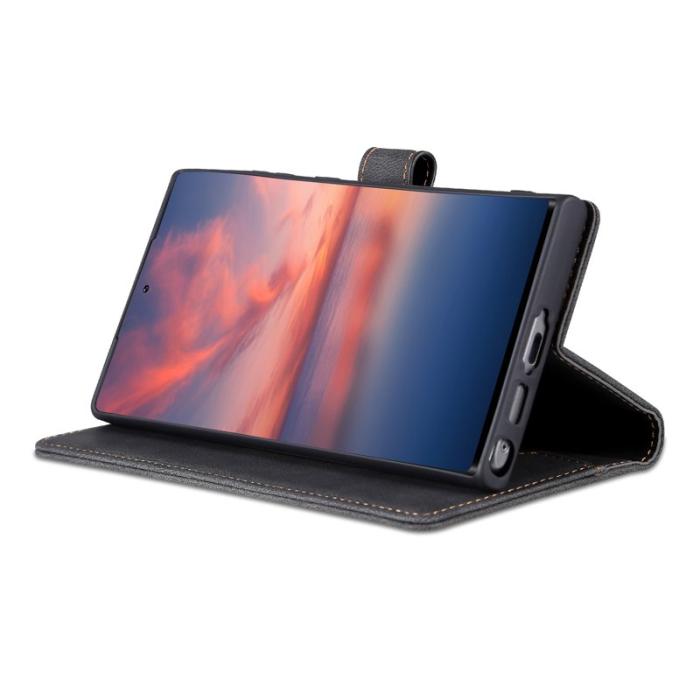 AZNS - AZNS Samsung Galaxy S23 Ultra Fodral PU Läder - Svart