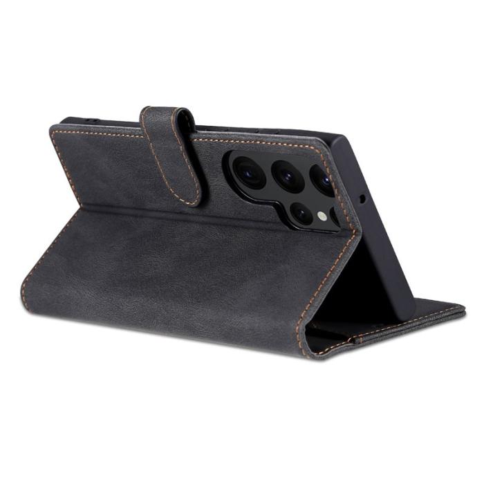 AZNS - AZNS Samsung Galaxy S23 Ultra Fodral PU Läder - Svart