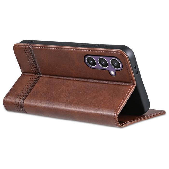 AZNS - AZNS Samsung Galaxy S24 FE Fodral Äkta läder - Kaffe