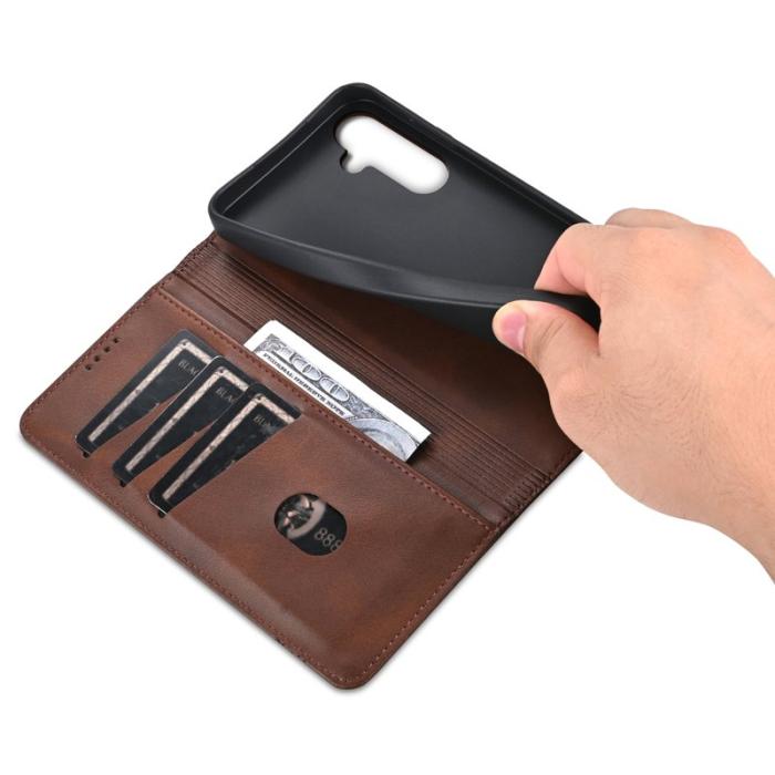 AZNS - AZNS Samsung Galaxy S24 FE Fodral Äkta läder - Kaffe