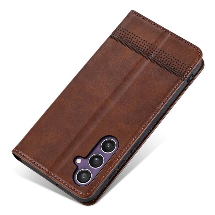 AZNS - AZNS Samsung Galaxy S24 FE Fodral Äkta läder - Kaffe