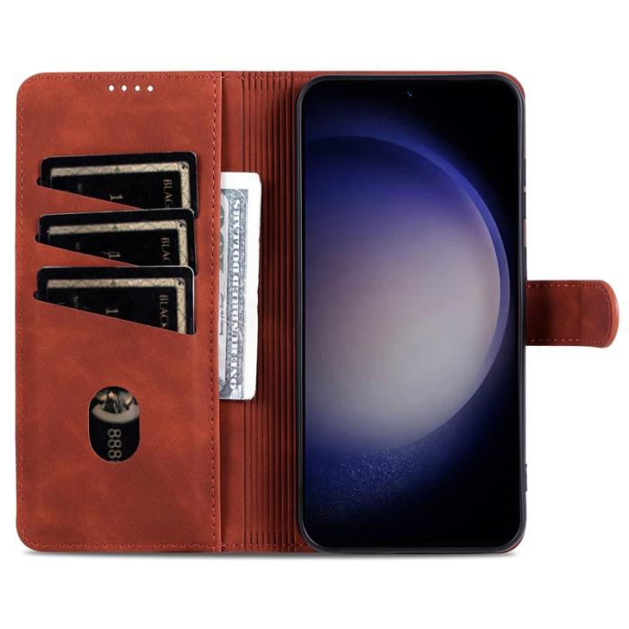 AZNS - AZNS Samsung Galaxy S24 FE Fodral PU Läder Plånbok - Brun