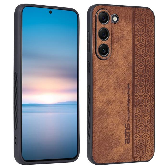 AZNS - AZNS Samsung Galaxy S24 Fodral Imprinted PU Läder - Brun