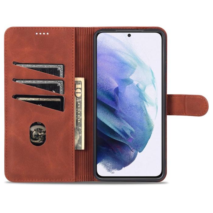 AZNS - AZNS Samsung Galaxy S24 Fodral Wallet PU Läder - Brun
